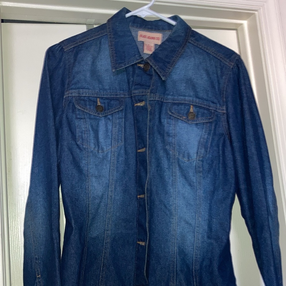 Sz 8- Women’s, dark blue jean shirt by Bleu Jeans Co.